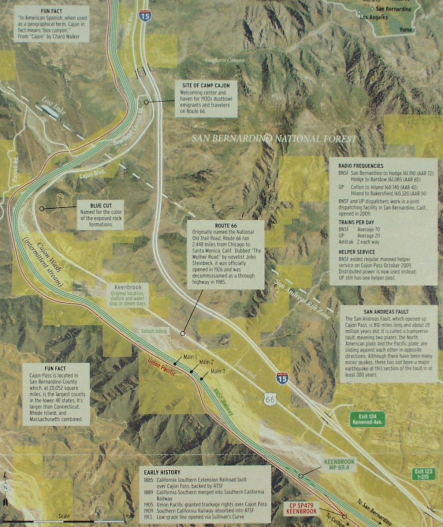 Cajon Pass - Map by Trains Magazine (Kalmbach Publishing)